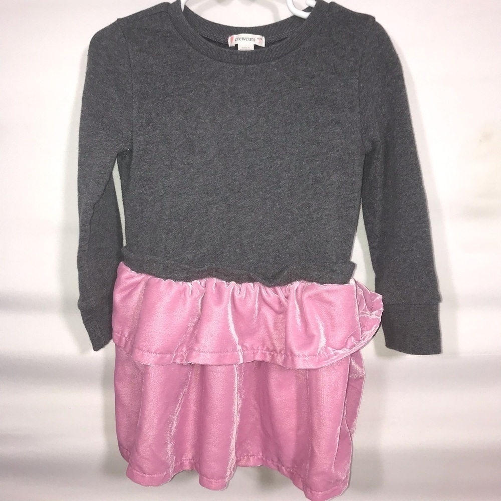 Crewcuts Grey & Pink Velvet Dress - Picture 2 of 16